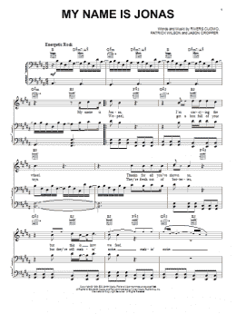 page one of My Name Is Jonas (Piano, Vocal & Guitar Chords (Right-Hand Melody))