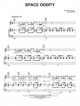 page one of Space Oddity (Piano, Vocal & Guitar Chords (Right-Hand Melody))