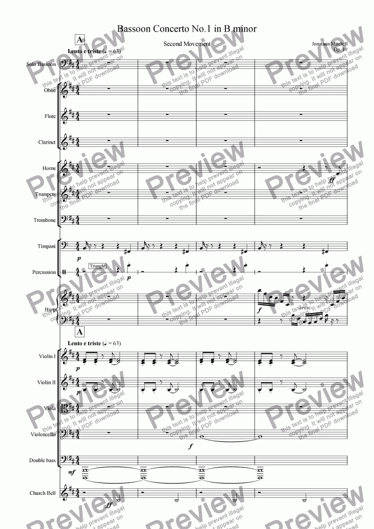 page one of Bassoon Concerto No.1 - Second Movement