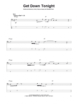 page one of Get Down Tonight (Bass Guitar Tab)