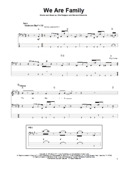 page one of We Are Family (Bass Guitar Tab)