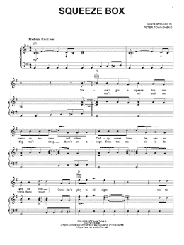 page one of Squeeze Box (Piano, Vocal & Guitar Chords (Right-Hand Melody))