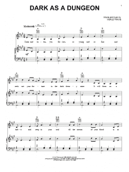 page one of Dark As A Dungeon (Piano, Vocal & Guitar Chords (Right-Hand Melody))