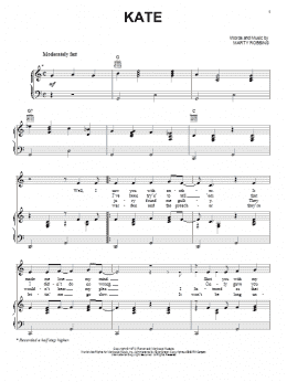 page one of Kate (Piano, Vocal & Guitar Chords (Right-Hand Melody))