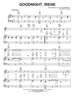 page one of Goodnight, Irene (Piano, Vocal & Guitar Chords (Right-Hand Melody))