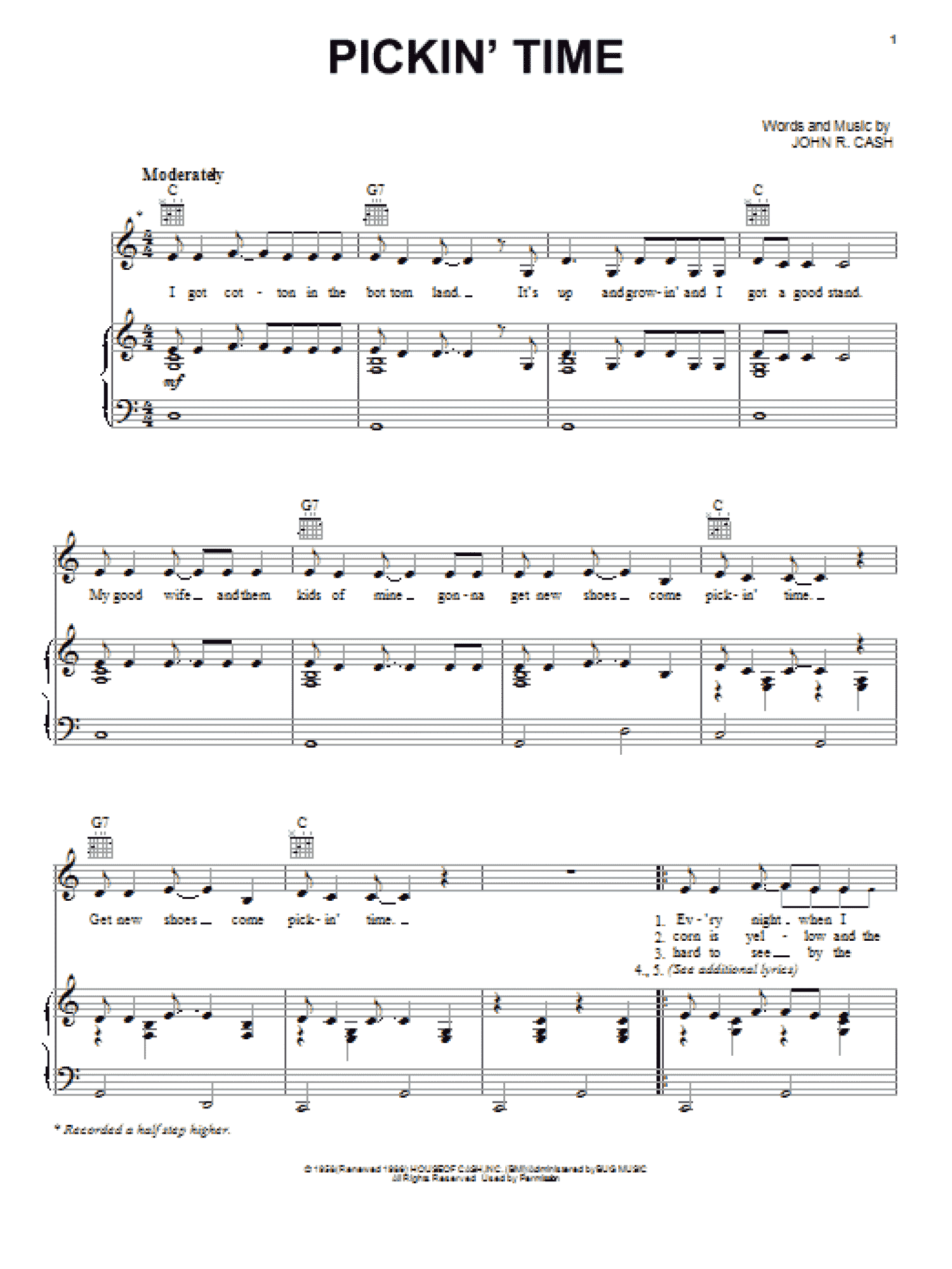 Pickin' Time (Piano, Vocal & Guitar Chords (Right-Hand Melody))