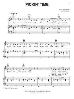 page one of Pickin' Time (Piano, Vocal & Guitar Chords (Right-Hand Melody))