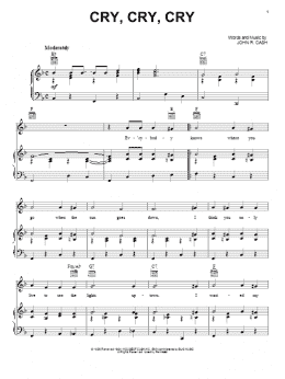 page one of Cry, Cry, Cry (Piano, Vocal & Guitar Chords (Right-Hand Melody))
