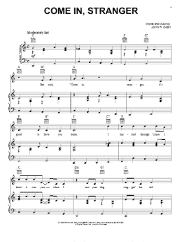 page one of Come In, Stranger (Piano, Vocal & Guitar Chords (Right-Hand Melody))