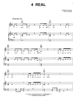 page one of 4 Real (Piano, Vocal & Guitar Chords (Right-Hand Melody))