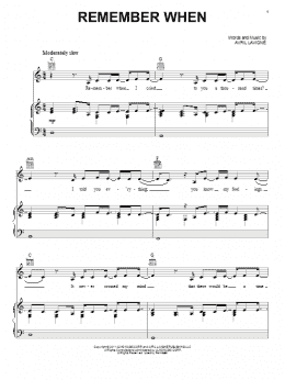 page one of Remember When (Piano, Vocal & Guitar Chords (Right-Hand Melody))