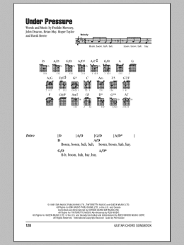 page one of Under Pressure (Guitar Chords/Lyrics)