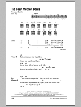 page one of Tie Your Mother Down (Guitar Chords/Lyrics)