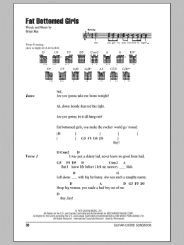 page one of Fat Bottomed Girls (Guitar Chords/Lyrics)