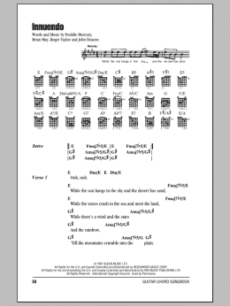 page one of Innuendo (Guitar Chords/Lyrics)