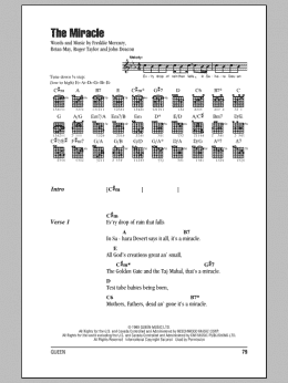 page one of The Miracle (Guitar Chords/Lyrics)