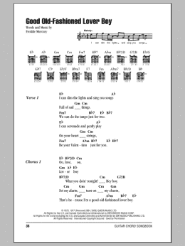 page one of Good Old-Fashioned Lover Boy (Guitar Chords/Lyrics)