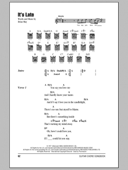 page one of It's Late (Guitar Chords/Lyrics)