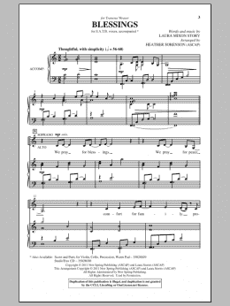 page one of Blessings (arr. Heather Sorenson) (SATB Choir)