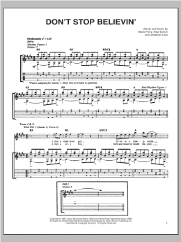 page one of Don't Stop Believin' (Guitar Tab)