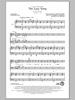 page one of The Lazy Song (arr. Mark Brymer) (TBB Choir)