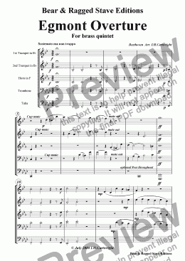 page one of Egmont Overture for Brass Quintet