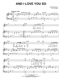 page one of And I Love You So (Piano & Vocal)