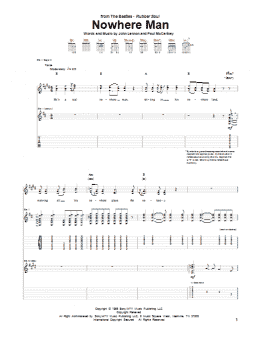 page one of Nowhere Man (Guitar Tab)