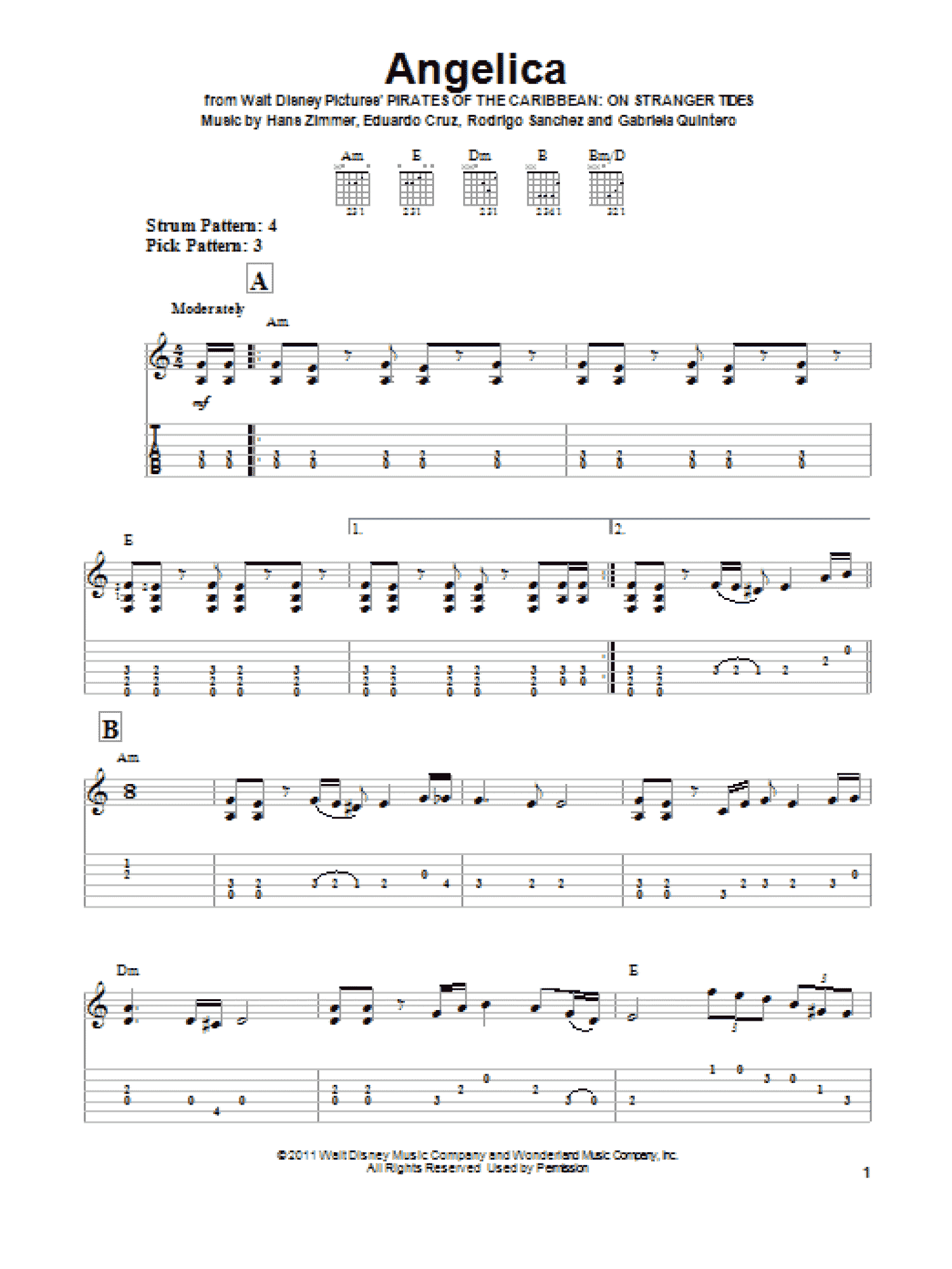 Angelica (Easy Guitar Tab)