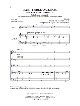 page one of Past Three O'Clock (SAB Choir)