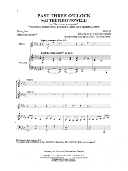page one of Past Three O'Clock (2-Part Choir)