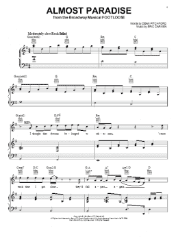 page one of Almost Paradise (Piano, Vocal & Guitar Chords (Right-Hand Melody))