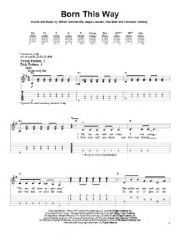 page one of Born This Way (Easy Guitar Tab)