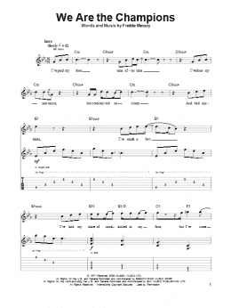 page one of We Are The Champions (Guitar Tab (Single Guitar))