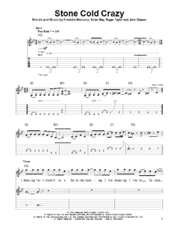 page one of Stone Cold Crazy (Guitar Tab (Single Guitar))