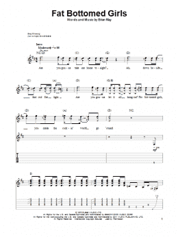 page one of Fat Bottomed Girls (Guitar Tab (Single Guitar))