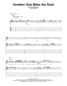 page one of Another One Bites The Dust (Guitar Tab (Single Guitar))