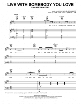 page one of Live With Somebody You Love (from Martin Guerre) (Piano, Vocal & Guitar Chords (Right-Hand Melody))