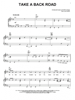page one of Take A Back Road (Piano, Vocal & Guitar Chords (Right-Hand Melody))