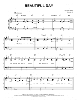 page one of Beautiful Day (Easy Piano)
