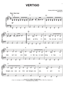 page one of Vertigo (Easy Piano)