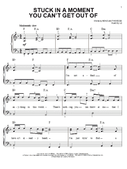page one of Stuck In A Moment You Can't Get Out Of (Easy Piano)