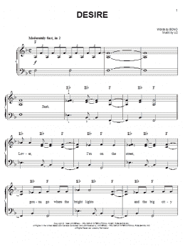 page one of Desire (Easy Piano)