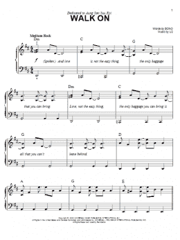 page one of Walk On (Easy Piano)