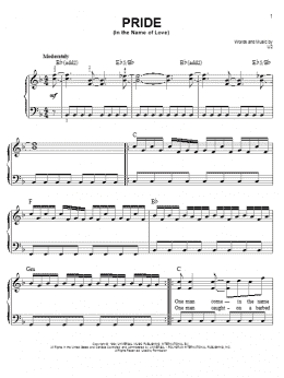 page one of Pride (In The Name Of Love) (Easy Piano)