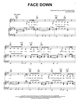 page one of Face Down (Piano, Vocal & Guitar Chords (Right-Hand Melody))