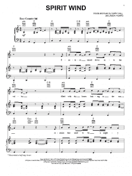 page one of Spirit Wind (Piano, Vocal & Guitar Chords (Right-Hand Melody))