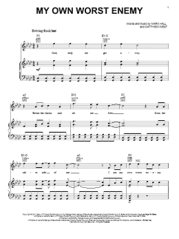 page one of My Own Worst Enemy (Piano, Vocal & Guitar Chords (Right-Hand Melody))