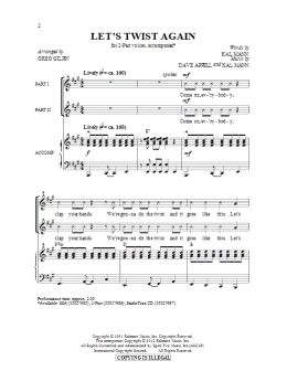 page one of Let's Twist Again (2-Part Choir)