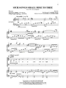 page one of Our Songs Shall Rise To Thee (SATB Choir)